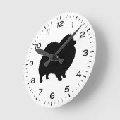 Spitz Hunde Silhouette Runde Wanduhr (Winkel)