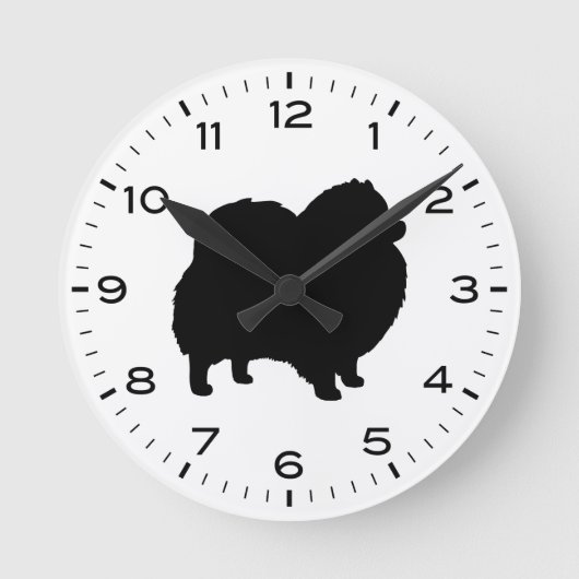 Spitz Hunde Silhouette Runde Wanduhr (Vorderseite)