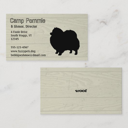 Spitz Hunde Silhouette Visitenkarte (Vorne/Hinten)