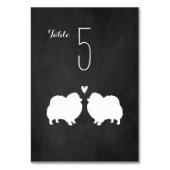 Spitz Hunde Silhouetten Hochzeitsempfang Tischnummer (Vorderseite)