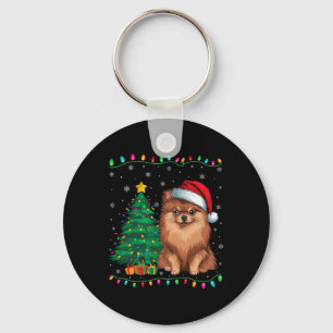 Spitz Hunde Weihnachtsmannmütze Männer Frauen Kind Schlüsselanhänger