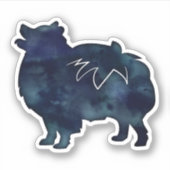 Spitz Hunde Zucht Wasserfarben Silhouette Aufkleber (Vorderseite)