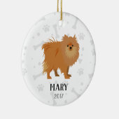 Spitz-Hundepersonalisierte Weihnachtsverzierung Keramikornament (Rechts)