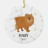Spitz-Hundepersonalisierte Weihnachtsverzierung Keramikornament (Vorne)