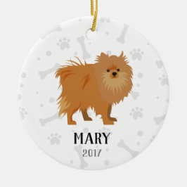 Spitz-Hundepersonalisierte Weihnachtsverzierung Keramikornament