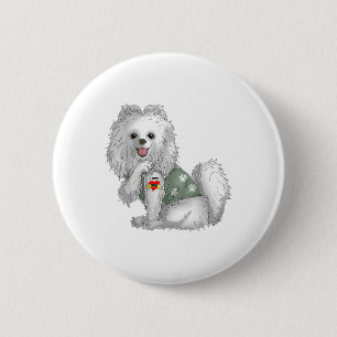 Spitz I Liebe Mama Tattoo Hundeshirt Funny Mothe Button