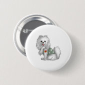 Spitz I Liebe Mama Tattoo Hundeshirt Funny Mothe Button (Vorne & Hinten)