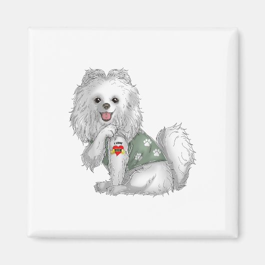Spitz I Liebe Mama Tattoo Hundeshirt Funny Mothe Magnet (Vorne)