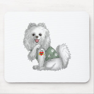 Spitz I Liebe Mama Tattoo Hundeshirt Funny Mothe Mousepad