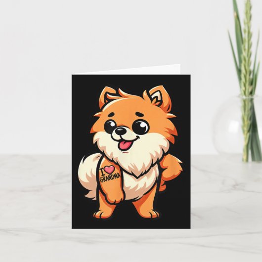 Spitz I Liebe Oma Funny Dog Tattoo Karte (Vorderseite)