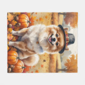 Spitz im Herbst lässt Erntedank Kunst Fleecedecke (Vorderseite (Horizontal))