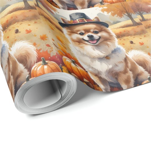 Spitz im Herbst lässt Erntedank Kunst Geschenkpapier (Rolleneckpunkt)