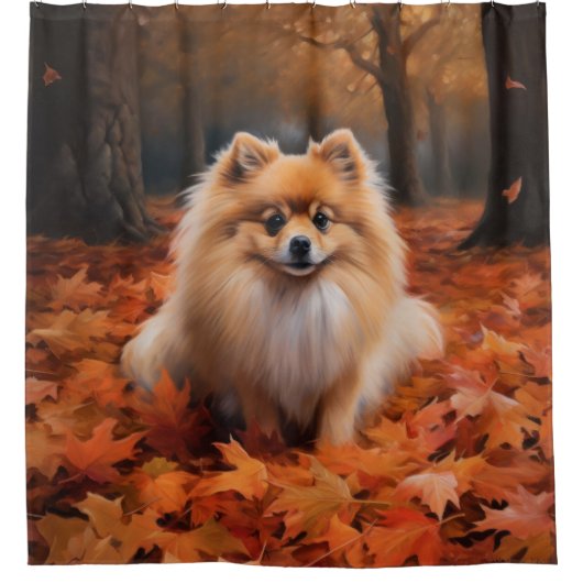Spitz im Herbst Leaves Fall Inspiriert Duschvorhang (Vorderseite)