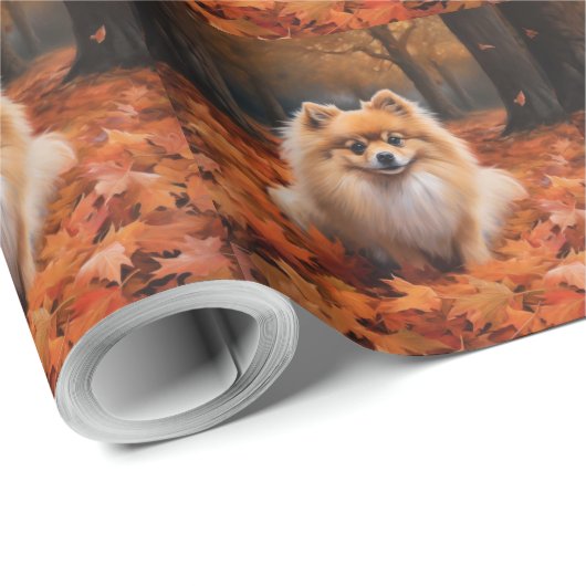 Spitz im Herbst Leaves Fall Inspiriert Geschenkpapier (Rolleneckpunkt)