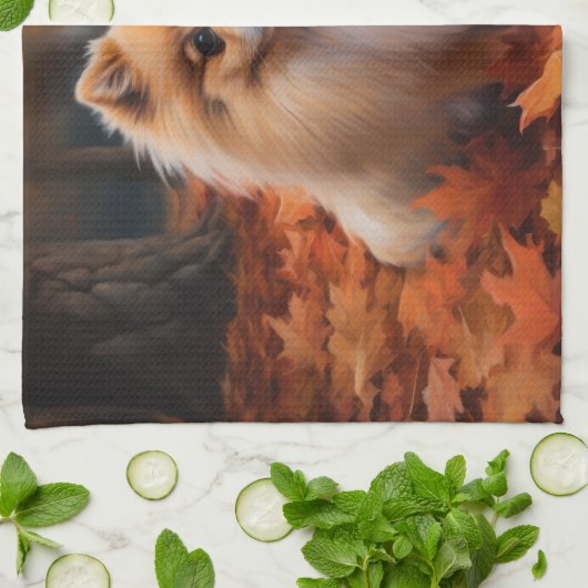 Spitz im Herbst Leaves Fall Inspiriert Geschirrtuch (Gefaltet)