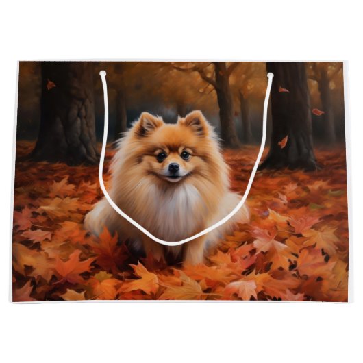 Spitz im Herbst Leaves Fall Inspiriert Große Geschenktüte (Vorderseite)