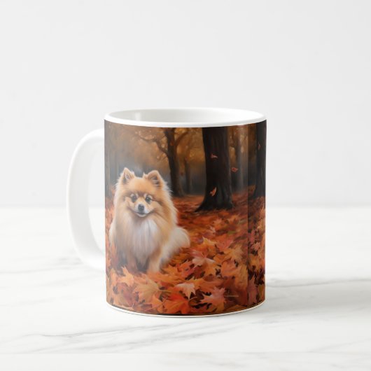 Spitz im Herbst Leaves Fall Inspiriert Kaffeetasse (Vorderseite Links)