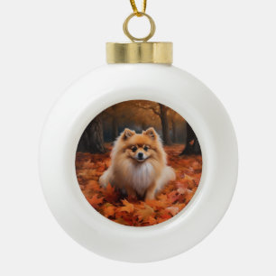 Spitz im Herbst Leaves Fall Inspiriert Keramik Kugel-Ornament