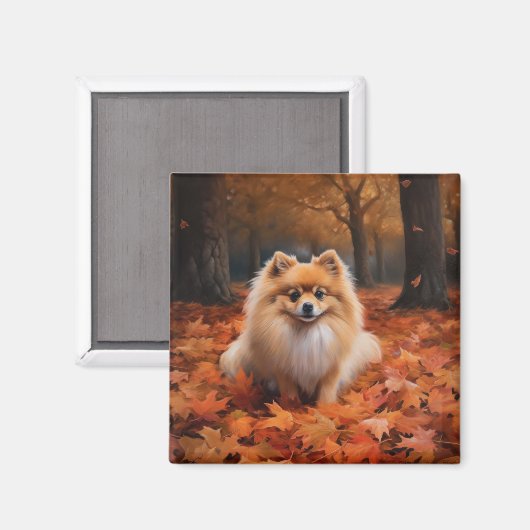 Spitz im Herbst Leaves Fall Inspiriert Magnet (Vorderseite/Rückseite)
