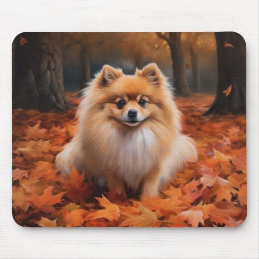 Spitz im Herbst Leaves Fall Inspiriert Mousepad (Vorne)