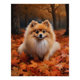 Spitz im Herbst Leaves Fall Inspiriert Poster