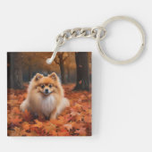 Spitz im Herbst Leaves Fall Inspiriert Schlüsselanhänger (Rückseite)