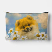 Spitz in Daisis Malerei von Original Hunde Kunst Zubehörtasche (Vorderseite)