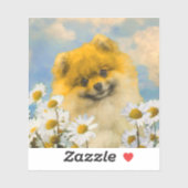 Spitz in der Malerei von Daisis - Originale Hundek Aufkleber (Blatt)