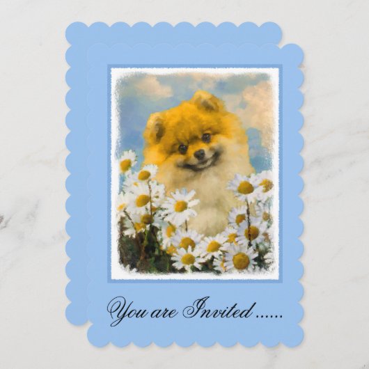 Spitz in der Malerei von Daisis - Originale Hundek Einladung (Vorne/Hinten)