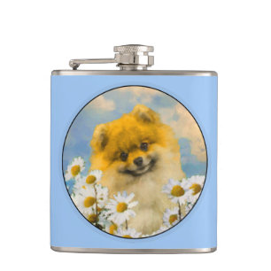 Spitz in der Malerei von Daisis - Originale Hundek Flachmann