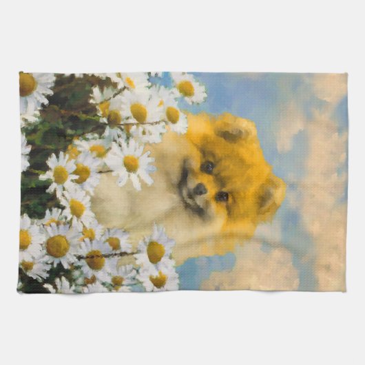 Spitz in der Malerei von Daisis - Originale Hundek Geschirrtuch (Horizontal)