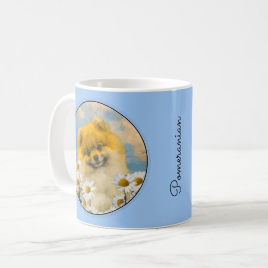 Spitz in der Malerei von Daisis - Originale Hundek Kaffeetasse (Vorderseite Links)