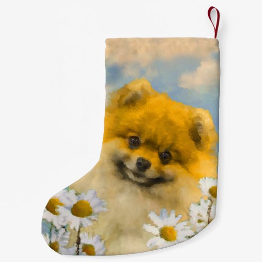 Spitz in der Malerei von Daisis - Originale Hundek Kleiner Weihnachtsstrumpf (Rückseite)