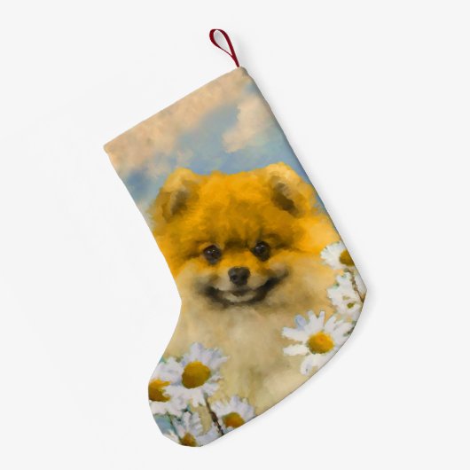 Spitz in der Malerei von Daisis - Originale Hundek Kleiner Weihnachtsstrumpf (Rückseite (Hängend))