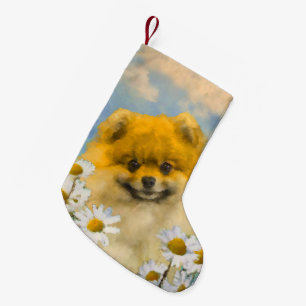 Spitz in der Malerei von Daisis - Originale Hundek Kleiner Weihnachtsstrumpf