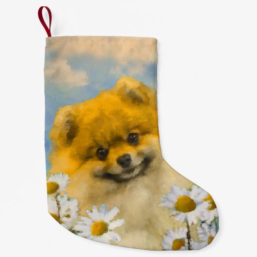 Spitz in der Malerei von Daisis - Originale Hundek Kleiner Weihnachtsstrumpf (Vorderseite)