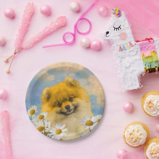 Spitz in der Malerei von Daisis - Originale Hundek Pappteller (Party)