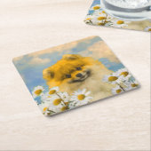 Spitz in der Malerei von Daisis - Originale Hundek Rechteckiger Pappuntersetzer (angewinkelt)