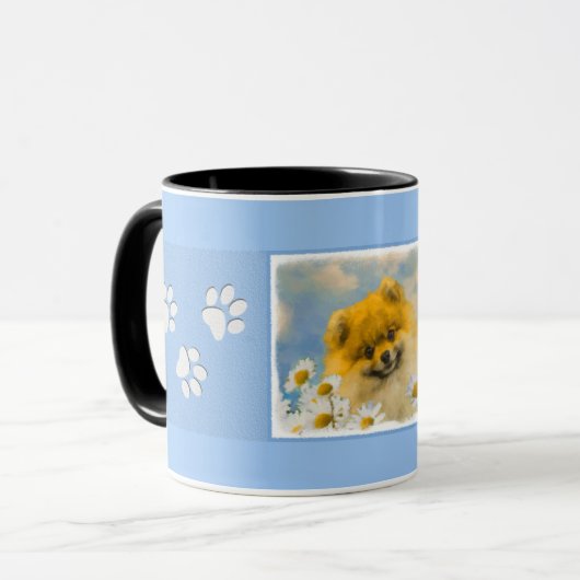 Spitz in der Malerei von Daisis - Originale Hundek Tasse (Vorderseite Links)