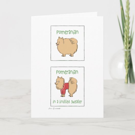 Spitz in einem gegossenen Pulli | Weihnachten (Vorderseite)