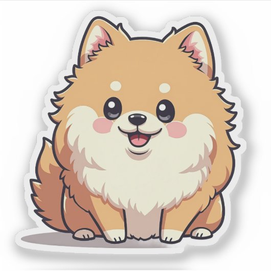 Spitz, Kawaii Fluff, klein Aufkleber (Vorderseite)