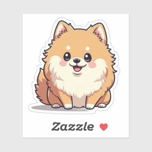 Spitz, Kawaii Fluff, klein Aufkleber (Blatt)