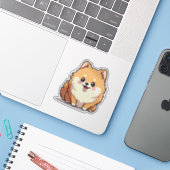 Spitz, Kawaii Fluff, klein Aufkleber (Laptop mit iPhone)