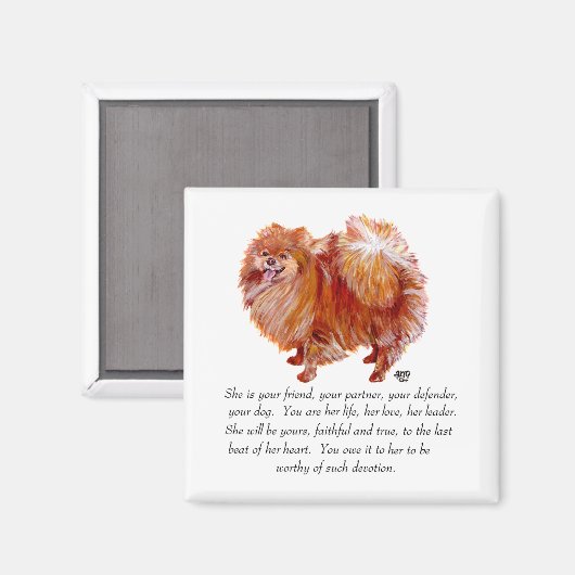 Spitz Keepake Weibchen Magnet (Vorderseite/Rückseite)