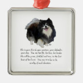 Spitz Keepake Weibchen Silbernes Ornament (Vorne)