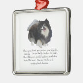 Spitz Keepake Weibchen Silbernes Ornament (Links)