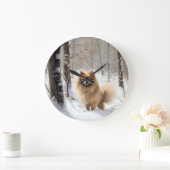 Spitz lässt es Weihnachten schneien Große Wanduhr (Zuhause)