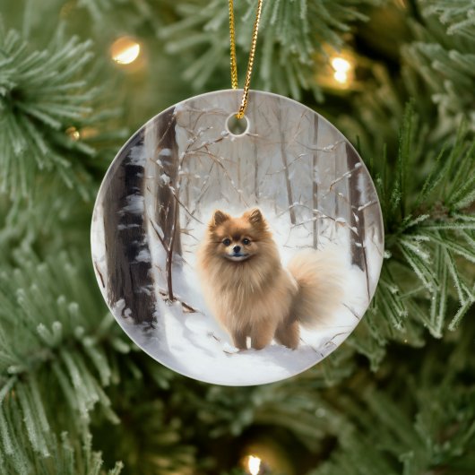 Spitz lässt es Weihnachten schneien Keramik Ornament (Baum)