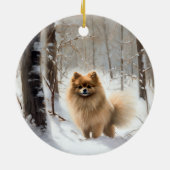 Spitz lässt es Weihnachten schneien Keramik Ornament (Hinten)