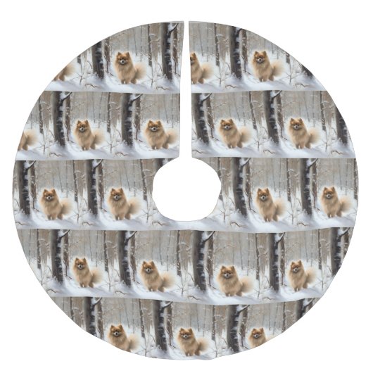 Spitz lässt es Weihnachten schneien Polyester Weihnachtsbaumdecke (Vorderseite)